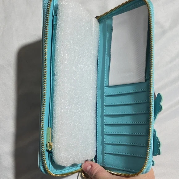 Little Mermaid Ariel And Sisters Loungefly Blue Zip Wallet with Wristlet Strap - Picture 8 of 9